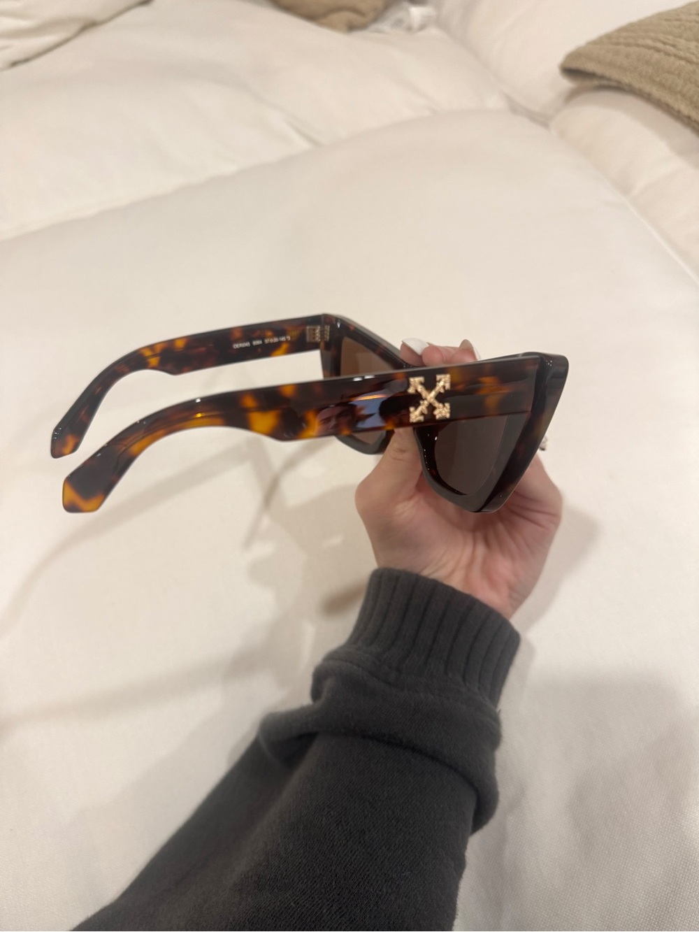 NWT Off-White Tortoiseshell Edvard Cat Eye Sunglasses Brown Lenses - Picture 7 of 10